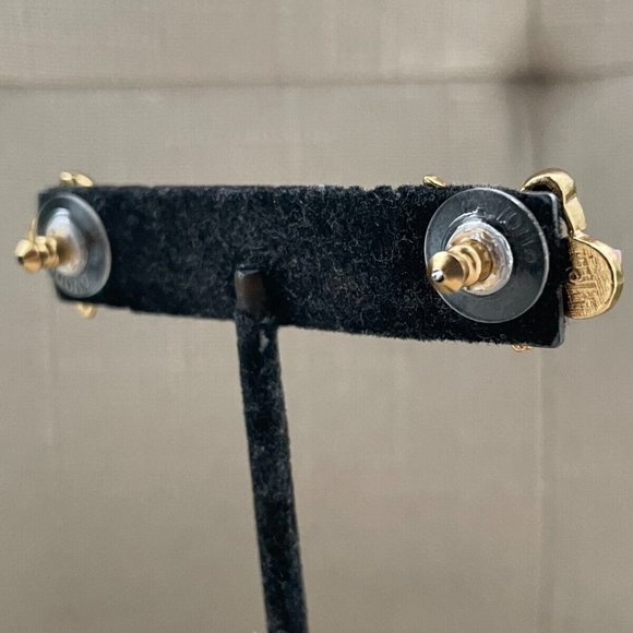 Vintage Earrings Gold Tone Bird with flower Stud Ear Jewelry - Picture 10 of 12